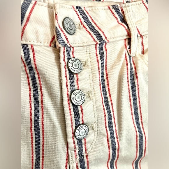 Old Navy | High Waist Button Fly Blue & Red Stripe Shorts Size 10 - Picture 6 of 7